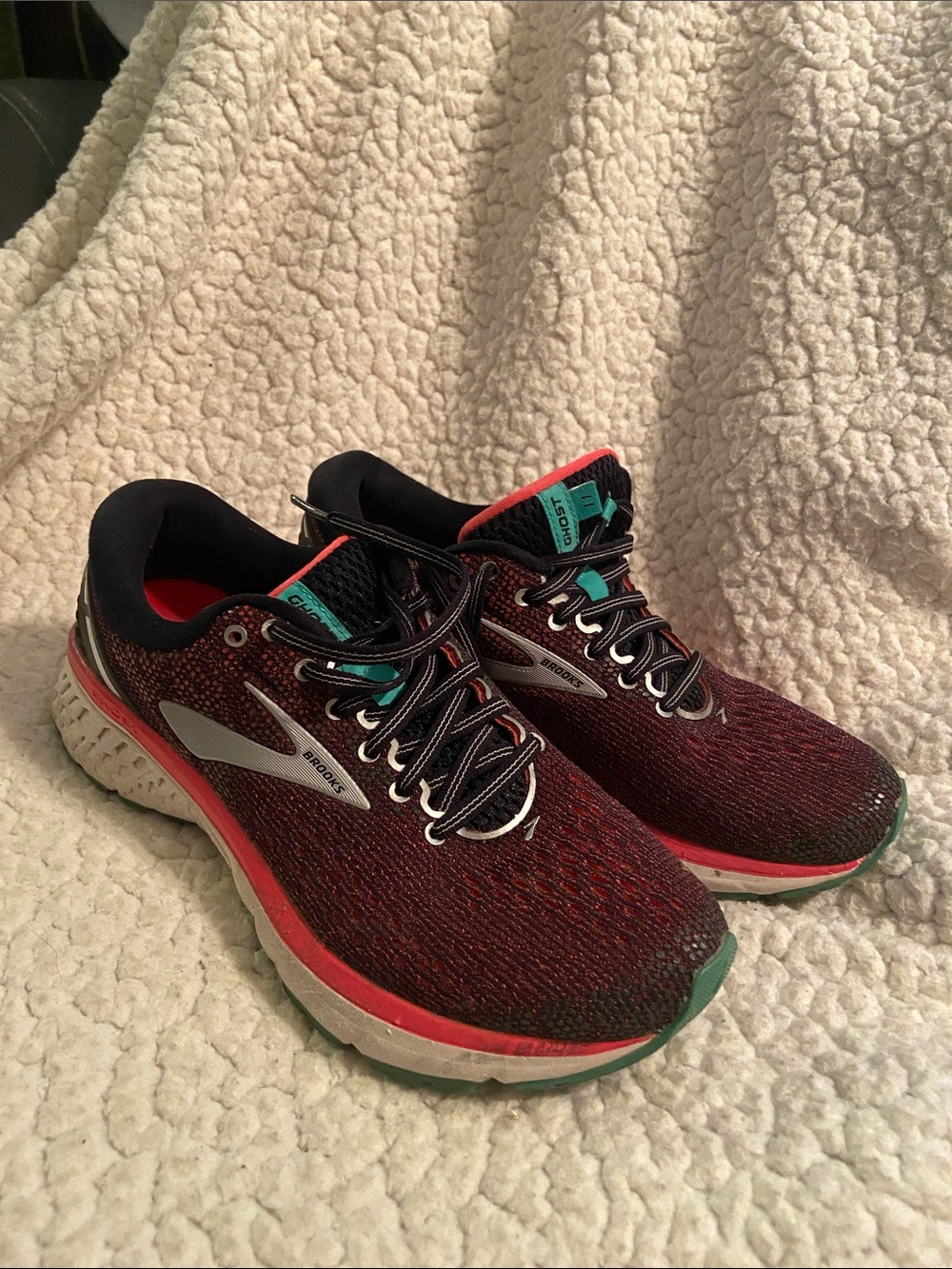 Brooks Women’s Athletic Shoes - Burgundy with Red & Teal Accents